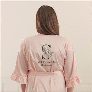 Floral Bridesmaid Personalized Ruffle Satin Robe-Blush