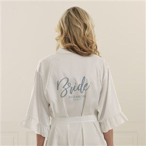 Classic Elegance Wedding Party Personalized Ruffle Satin Robe-White