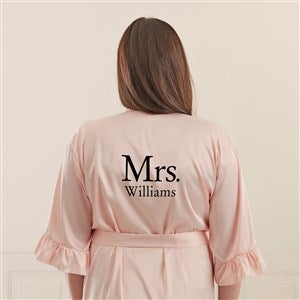 Elegant Couple Personalized Ruffle Satin Robe-Blush