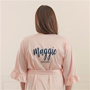 Scripty Style Bridal Party Personalized Ruffle Satin Rob-Blush