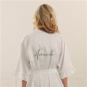 All Yours Personalized White Ruffle Satin Robe