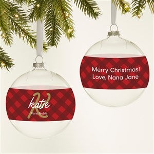 Name Meaning Plaid Personalized Glass Bulb Ornament - 44428