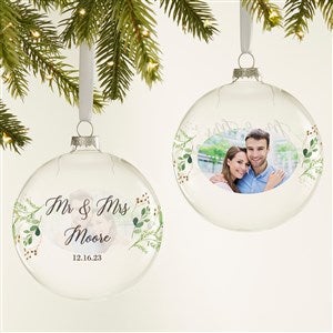 Laurels Of Love Personalized Wedding Glass Bulb Ornament  - 44443