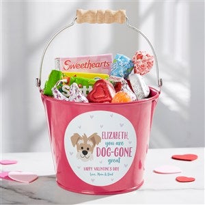 Dog Gone Cute Personalized Mini Treat Bucket - Pink