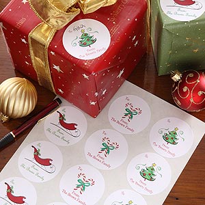 Season's Greetings Personalized Gift Stickers