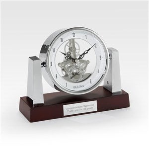 Engraved Bulova Largo Skeleton Milestone Clock    - 44572