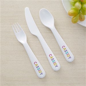 Girls Colorful Name Personalized Kids 3pc Utensil Set