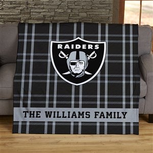 NFL Plaid Pattern Las Vegas Raiders Personalized 60x80 Plush Fleece Blanket