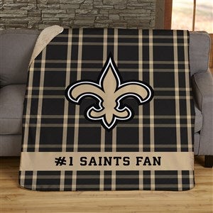 NFL Plaid Pattern New Orleans Saints Personalized 50x60 Sherpa Blanket