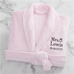 Bride Bling Wedding Embroidered Luxury Fleece Robe- Pink