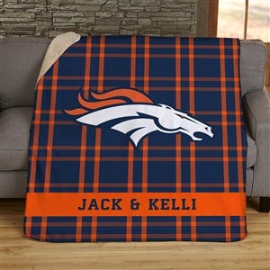 NFL Plaid Pattern Denver Broncos Personalized 60x80 Sherpa Blanket