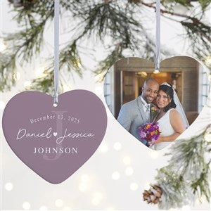 Simply Us Personalized Wedding Heart Ornament- 4 Matte - 2 Sided