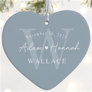 Simply Us Personalized Wedding Heart Ornament- 4 Matte - 1 Sided