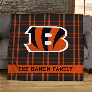 NFL Plaid Pattern Cincinnati Bengals Personalized 60x80 Plush Fleece Blanket