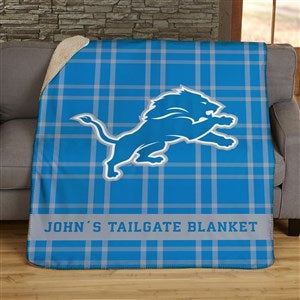 NFL Plaid Pattern Detroit Lions Personalized 60x80 Sherpa Blanket