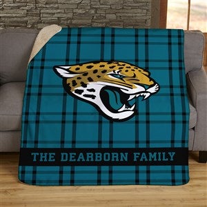 NFL Plaid Pattern Jacksonville Jaguars Personalized 50x60 Sherpa Blanket