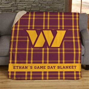 NFL Plaid Pattern Washington Football Team Personalized 50x60 Sherpa Blanket