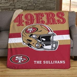 NFL San Francisco 49ers Helmet Personalized 50x60 Sherpa Blanket