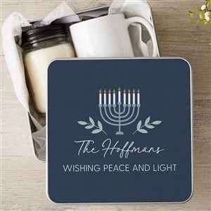 Spirit of Hanukkah Menorah Personalized Metal Treat Tin
