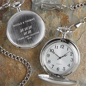 Anniversary Tally Engraved Silver Pocket Watch