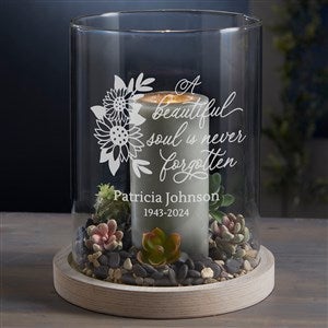Beautiful Soul Personalized Memorial Hurrican with Whitewashed Wood Base