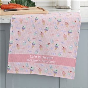 Life is Sweet Precious Moments® Personalized Waffle Weave Kitchen Towel  - 44845