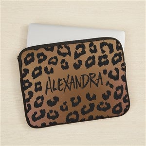 Leopard Print Personalized Laptop Sleeve - Small