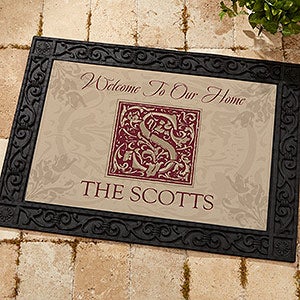 Floral Monogram Personalized Doormat