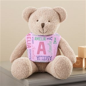 Repeating Name Personalized Plush Teddy Bear - For Girls