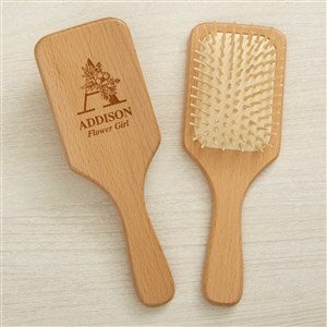 Floral Bridesmaid Engraved Wooden Hairbrush