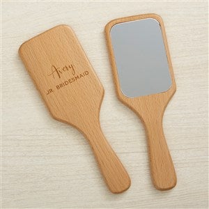 Bridesmaids Engraved Wooden Hand Mirror
