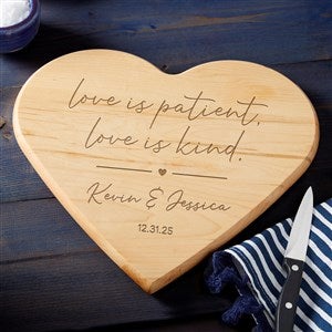 Love is Patient Personalized Heart Shaped Cutting Board