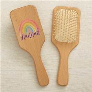 Watercolor Brights Personalized Wood Hairbrush - Rainbow