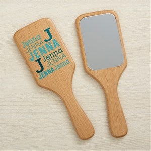 Repeating Name Personalized Wooden Hand Mirror