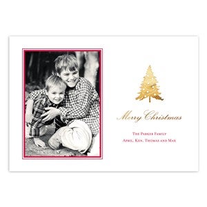 Vintage Tree Foil Christmas Photocard - Set of 24