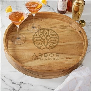 Personalized Logo  Acacia Wood Round Serving Tray - 45037