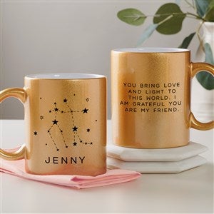 Zodiac Constellations Personalized 11 oz. Gold Glitter Coffee Mug