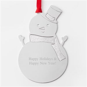 Engraved Silver Sparkling Snowman Ornament    - 45412