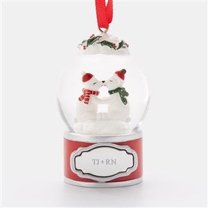 Engraved Kissing Polar Bears Snow Globe Ornament     - 45413
