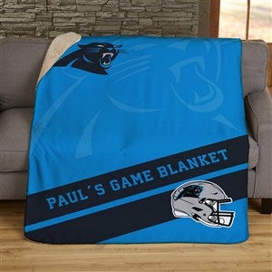 NFL Corner Logo Carolina Panthers Personalized 50x60 Sherpa Blanket