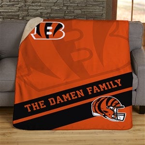 NFL Corner Logo Cincinnati Bengals Personalized 50x60 Sherpa Blanket