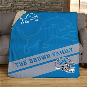 NFL Corner Logo Detroit Lions Personalized 60x80 Sherpa Blanket