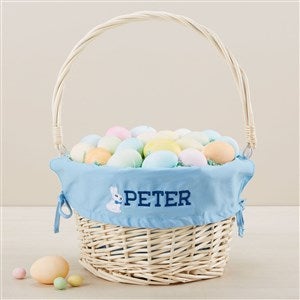 Bunny Name Embroidered Willow Easter Basket - Blue