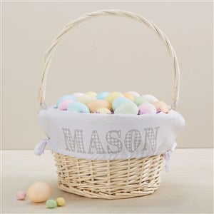 Easter Gingham Name Personalized Easter Basket - Natural