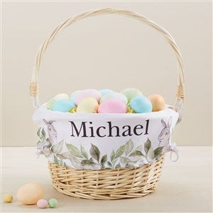 Floral Bunny Personalized Easter Basket - Natural