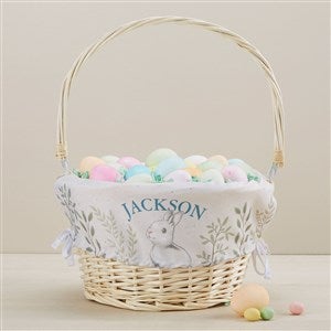 Personalized Floral Bunny Easter Basket - Natural