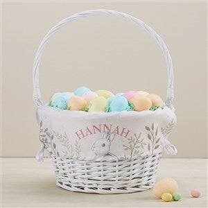Personalized Floral Bunny Easter Basket - White
