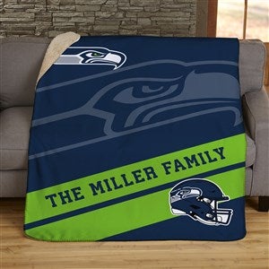 NFL Corner Logo Seattle Seahawks Personalized 50x60 Sherpa Blanket
