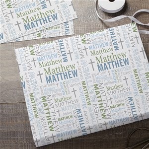 Religious Repeating Name Personalized Wrapping Paper Sheets - Set of 3
