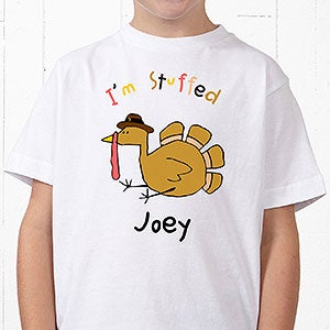 Personalized Kids T-Shirts - Thanksgiving Turkey - Youth Small (6-8) - Navy